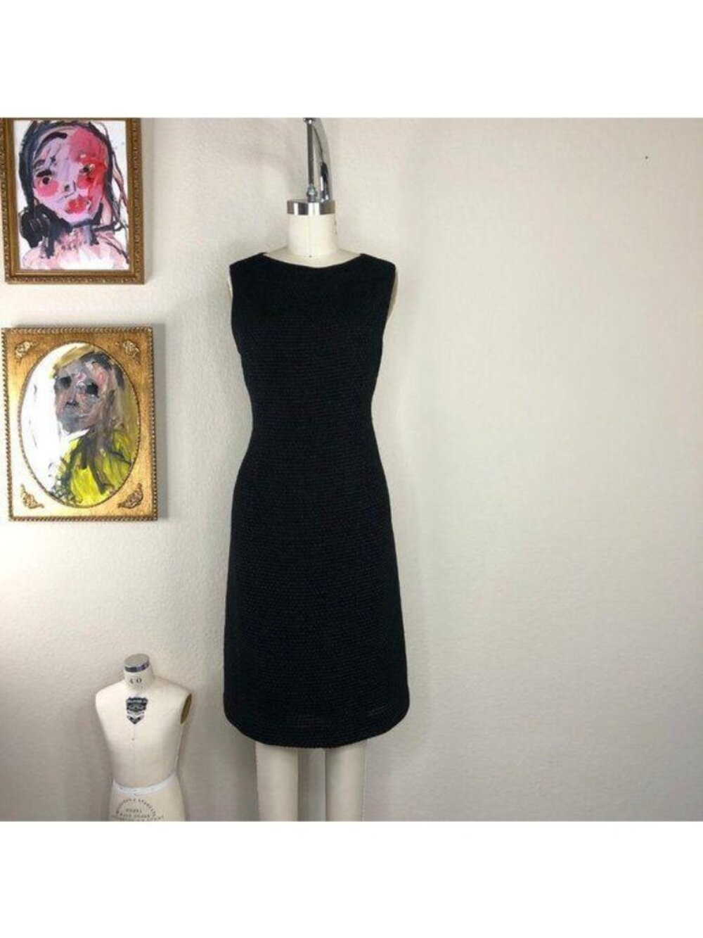 Raoul Silk Back Textured Wool Shift Dress Cocktail